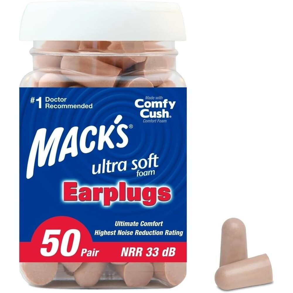 50 Pair Mack's Ultra Soft Foam Earplugs Beige 33dB Highest NRR Made in USA